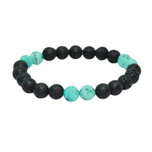 Turquoise And Lava Gemstone Bracelet - Picture 1 of 2